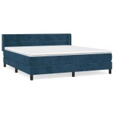 Cumpara ieftin Pat box spring cu saltea, albastru inchis, 180x200 cm, catifea