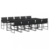 Cumpara ieftin Set mobilier de gradina, 11 piese, cu perne, negru, textilena