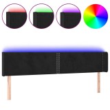 Cumpara ieftin Tablie de pat cu LED, negru, 203x16x78/88 cm, catifea