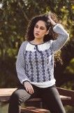 Ie tricotata cu model geometric indigo, L, M, S, XL, XS, Onibon