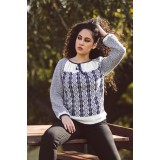 Ie tricotata cu model geometric indigo
