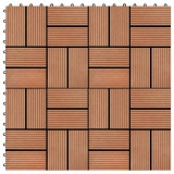 VidaXL Plăci de pardoseală 11 buc, culoare tec, 30 x 30 cm, WPC, 1 mp