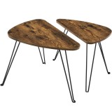 VASAGLE Set de 2 mese de cafea, stil industrial, 60x38x48cm si 52x32x43cm, maro rustic si negru Household NewTrend