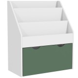 AIYAPLAY Bibliotecă pentru Copii cu Rafturi, Sertar, pentru Dormitor, Cameră de Joacă, Alb și Verde | Aosom Romania