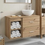 Cumpara ieftin Set dulap baie 2 buc. Stejar Artizanal 79,5 x 35 x 80 cm