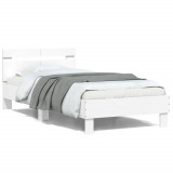 Cadru de pat cu tablie si lumini LED, alb, 100x200 cm GartenMobel Dekor, vidaXL
