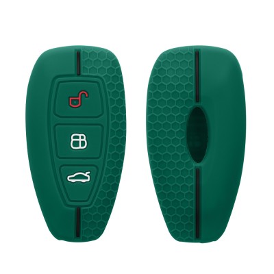 Husa Cheie Auto pentru Ford 3 Butoane - Keyless Go, Kwmobile, Verde, Silicon, 53133.14 foto