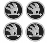 Set 4 Capac Janta Aliaj Skoda 56MM Interior - 65MM Exterior Negru Cu Argintiu