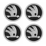 set 4 Capace Janta Aliaj Skoda 52MM Interior - 56MM Exterior Negru Cu Argintiu