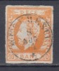 ROMANIA1871 LP 31 REGELE CAROL I CU BARBA 10 BANI PORTOCALIU STAMPILAT BUCURESTI