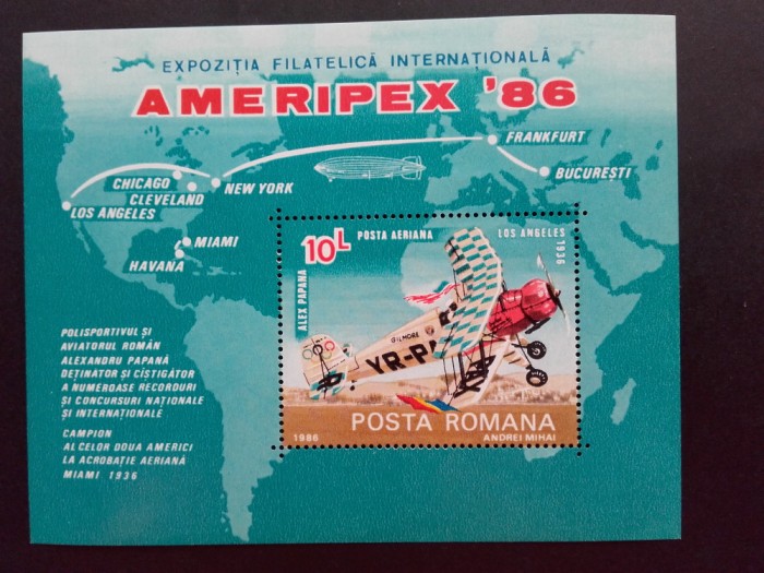 1986 - Expozitia Filatelica Internationala &#039;&#039;Ameripex&#039;86&#039;&#039; - colita dantelata