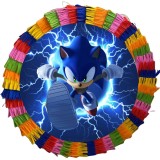 Piniata pentru petreceri, 35 cm, multicolora, model Sonic, umplutura inclusa