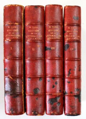 HISTOIRE DE LA LITTERATURE ANGLAISE par H. TAINE , VOLUMELE I -IV , 1916- 1917 , PREZINTA SUBLINIERI foto