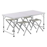 Set Masa Pliabila din Aluminiu cu 4 Scaune 120x60x70cm