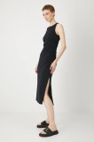 Medicine rochie culoarea negru, midi, mulată