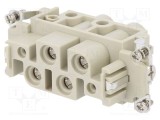 Conector HDC inserturi contact mamă 6 pini 2 PE, 4 PE DEGSON DK
