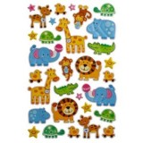 Autocolante 3D cu Animale din Jungla, Set 31 buc, Multicolore, CMCLASS