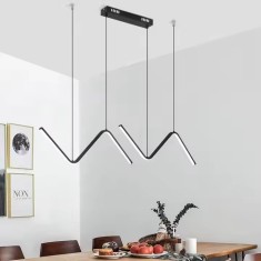 Greelustr Candelabru led HQ-W001-J-B, Iluminat modern auriu lampa suspendata minimalista pentru bucatarie, zigzag, aliaj aluminiu,120*90cm, reglabil,