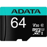ADATA AUSDX64GUI3V30SA2-RA1 ADATA 64GB Premier Pro MICROSDXC, R/W up to 100/80 MB/s, with Adapter, A-data