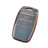 Husa Cheie Kia Sportage, Smartkey, 3 Butoane, Tpu, Gri cu contur auriu AutoProtect KeyCars, Oem