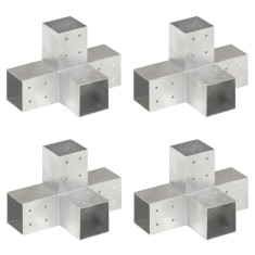 Conectori de grindă, formă X, 4 buc, 81x81 mm, metal galvanizat foto