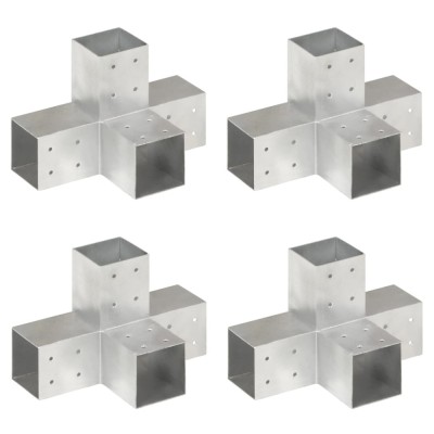 vidaXL Conectori de grindă, formă X, 4 buc, 81x81 mm, metal galvanizat foto