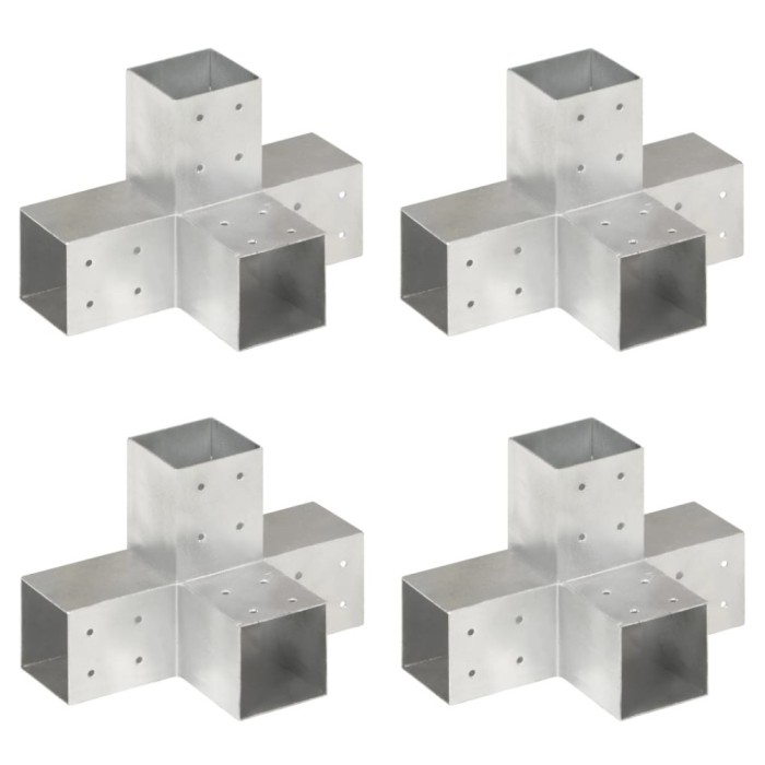 vidaXL Conectori de grindă, formă X, 4 buc, 81x81 mm, metal galvanizat