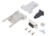 Conector D-Sub 9 pini tată pentru cablu - alb - set complet