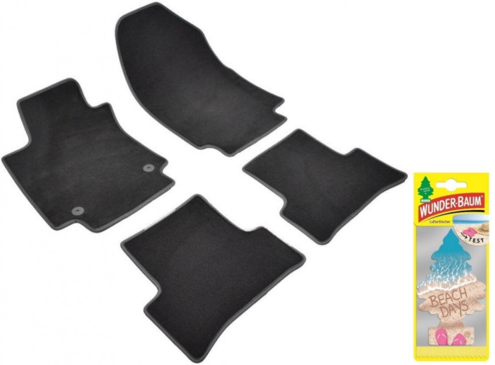 Covorase auto din mocheta Umbrella pentru Renault Clio Iv (2012-2019) + Odorizant Auto Bradut Wunder-baum Beach Days