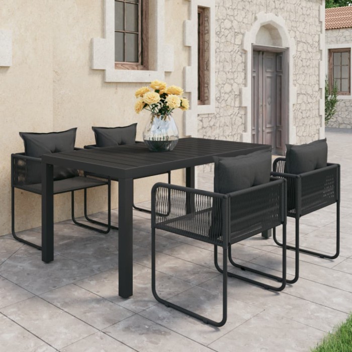 vidaXL Set mobilier de grădină, 5 piese, negru, ratan PVC