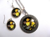 Set bijuterii model floral cu lalele galbene 30202