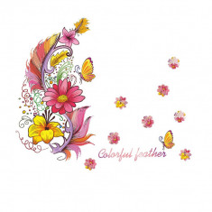Sticker decorativ, Colorful feather, 74 cm, 1307ST foto