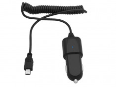 Incarcator Auto Telefon Mini USB 5V 2.1A 12-24V Blow, Culoare Negru foto