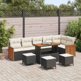 Cumpara ieftin Set de canapele pentru grădină cu pernă 10 pcs negru și crem