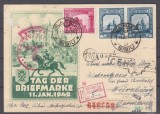 ROMANIA 1942 CARTE POSTALA SIBIU ZIUA MARCII FRANCATA CU PERECHE 13 LEI+6,50 LEI/MONUMENTE ISTORICE 1941 CIRCULATA 1942 ROMANIA-GERMANIA CENZURAT