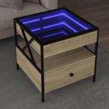 VidaXL Măsuță de cafea cu LED infinity, stejar sonoma, 50x50x51 cm