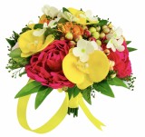 Buchet mare personalizabil cu bujori, orhidee, trandafiri, hortensie, frunze si plante uscate (Multicolor), Eventissimi&reg;