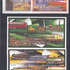 Uganda - TRENURI LOCOMOTIVE - 2 Colite + 2 Blocuri - MNH