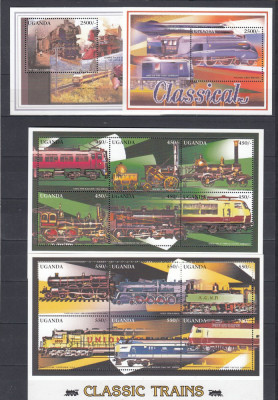 Uganda - TRENURI LOCOMOTIVE - 2 Colite + 2 Blocuri - MNH foto