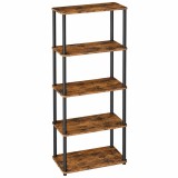 VASAGLE Raft ingust pentru depozitare, 5 niveluri, design compact, 60x24x139 cm, maro rustic si negru
