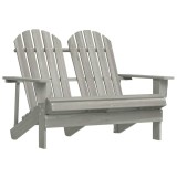 Cumpara ieftin Scaun de gradina Adirondack cu 2 locuri, gri, lemn masiv brad