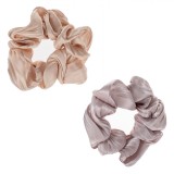 Elastice Păr Satinate, Set 2 Bucăți, Culoare Taupe și Somon, Oem