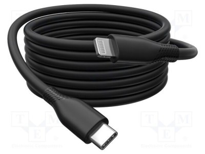 Cablu USB 2.0 DIGITUS 2m USB-C la Lightning, negru, 60W, nichelat foto