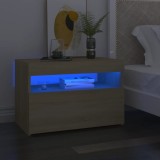 vidaXL Noptieră cu lumini LED, stejar Sonoma, 60x35x40 cm, PAL