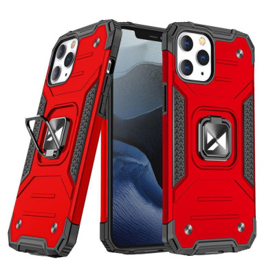 Husa Wozinsky Ring Armor Pentru IPhone 14 Pro Max Husa Blindata Suport Magnetic Inel Roșu 9145576265611 foto