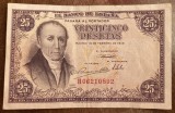 B11 2 - Bancnota foarte veche - Spania - 25 pesetas - 1946