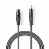 Cablu audio balansat XLR 3 pini la jack stereo 3.5mm M-T 1m, COTH15320GY10, Nedis