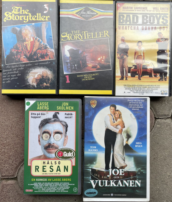 Lot de 5 casete video VHS cu filme artistice in limba suedeza