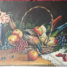 Natura statica, pictura in ulei pe carton 68 x 49 cm, dimensiuni mari