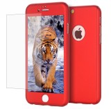 Cumpara ieftin Husa Full 360 iPhone 7, Fata+Spate+Folie Sticla, PC, Anti-Soc, Anti-Amprenta, Anti-Alunecare, Rosu